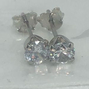 Sterling Forever silver & zirconia stud earrings